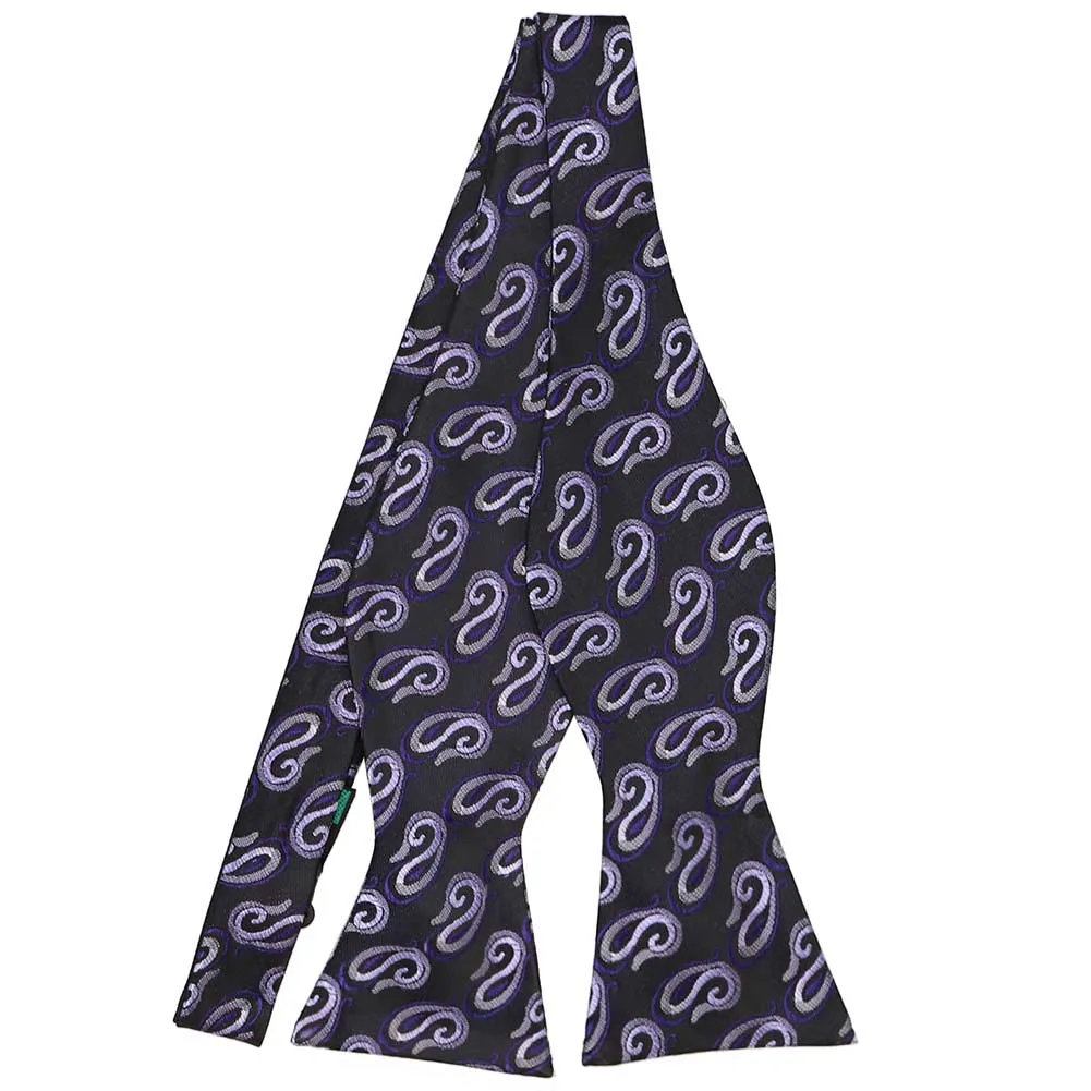 Black and Purple Etna Paisley Self-Tie Bow Tie sold by TieMart