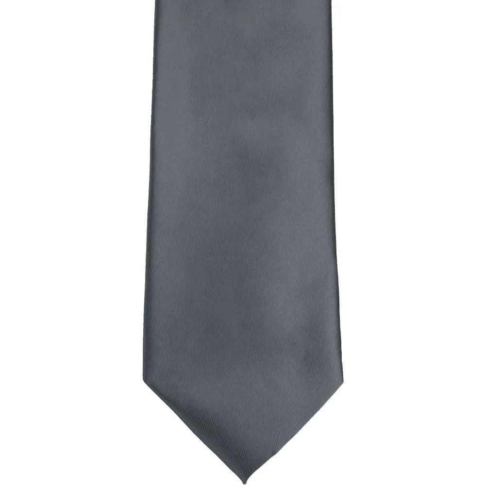 Dark Gray Extra Long Solid Color Necktie sold by TieMart product image thumbnail 2