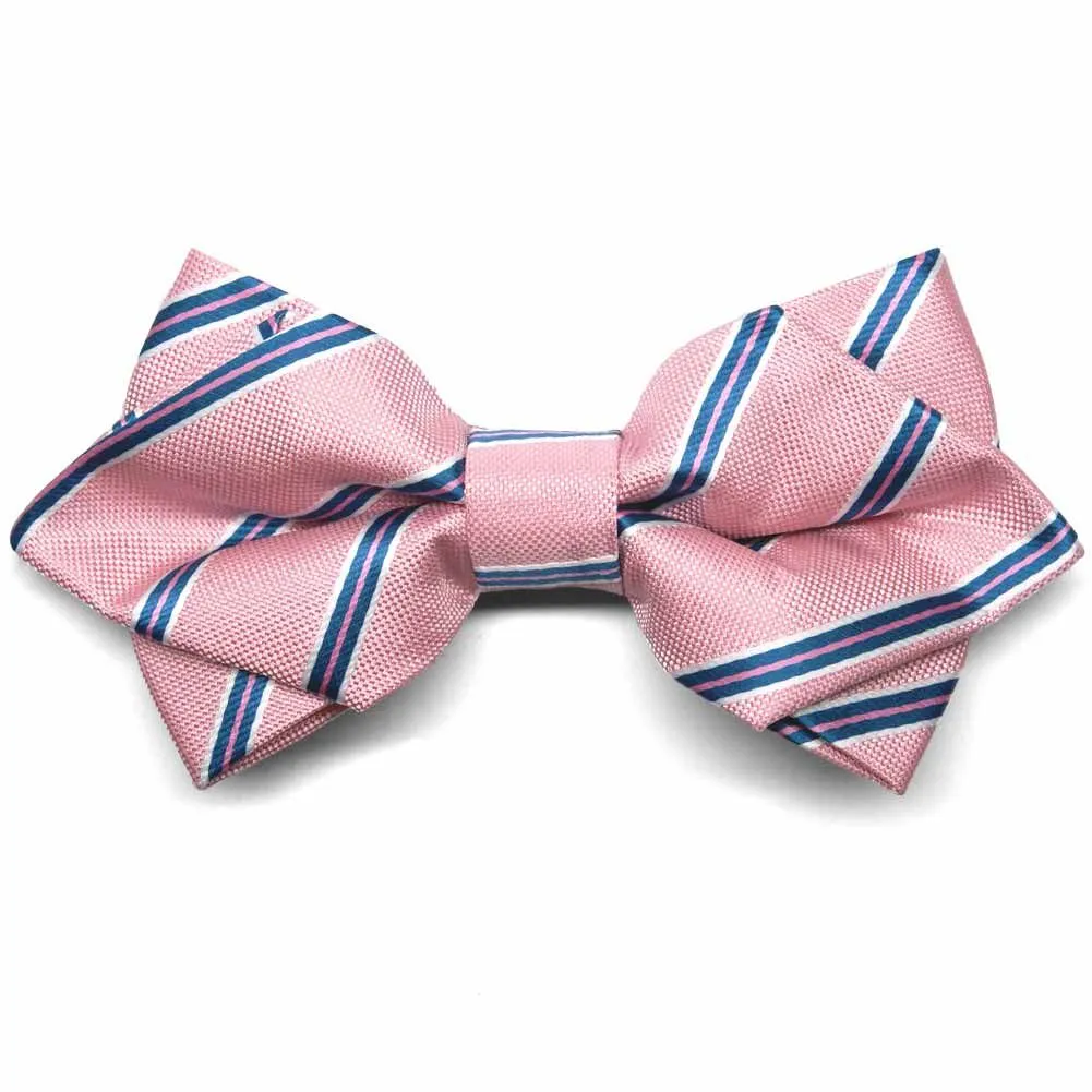 Vintage Pink Melvin Striped Diamond Tip Bow Tie sold by TieMart