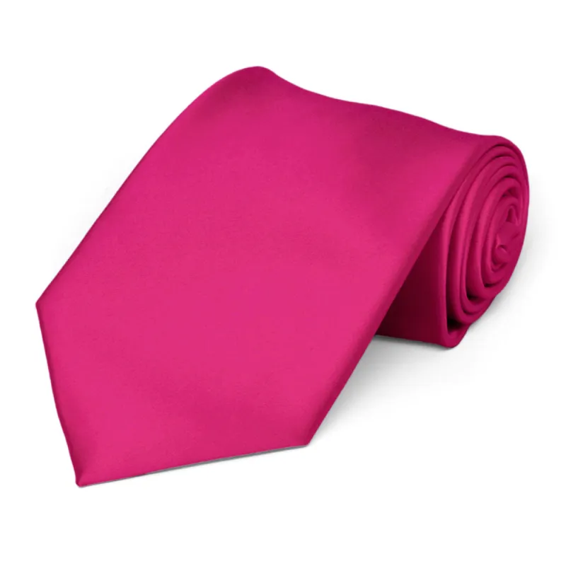 Fuchsia Premium Extra Long Solid Color Necktie sold by TieMart