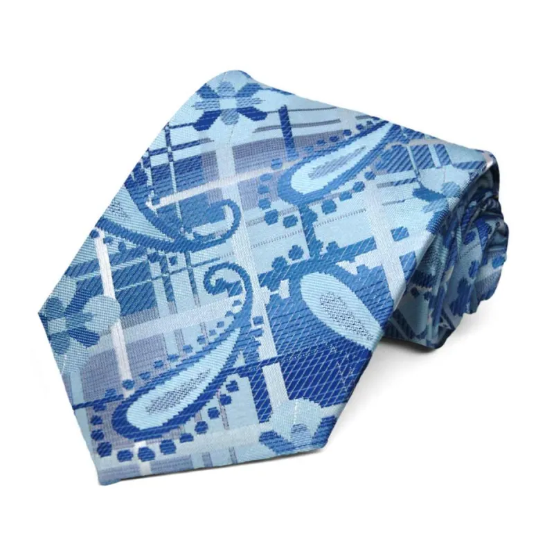 Powder Blue Belmont Paisley Necktie sold by TieMart