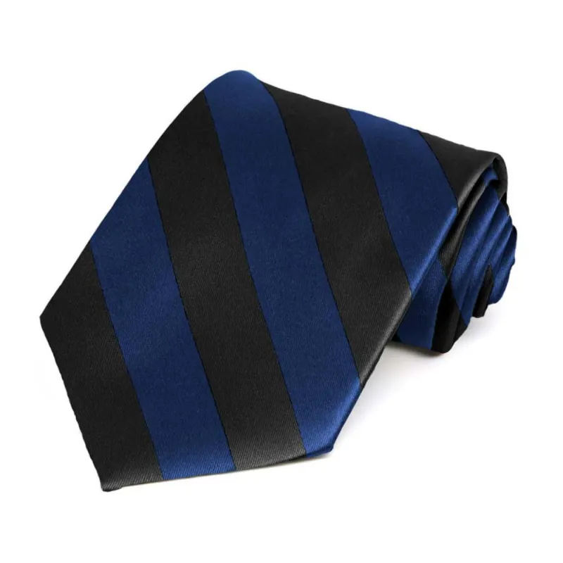 Blue Velvet and Black Striped Tie sold by TieMart