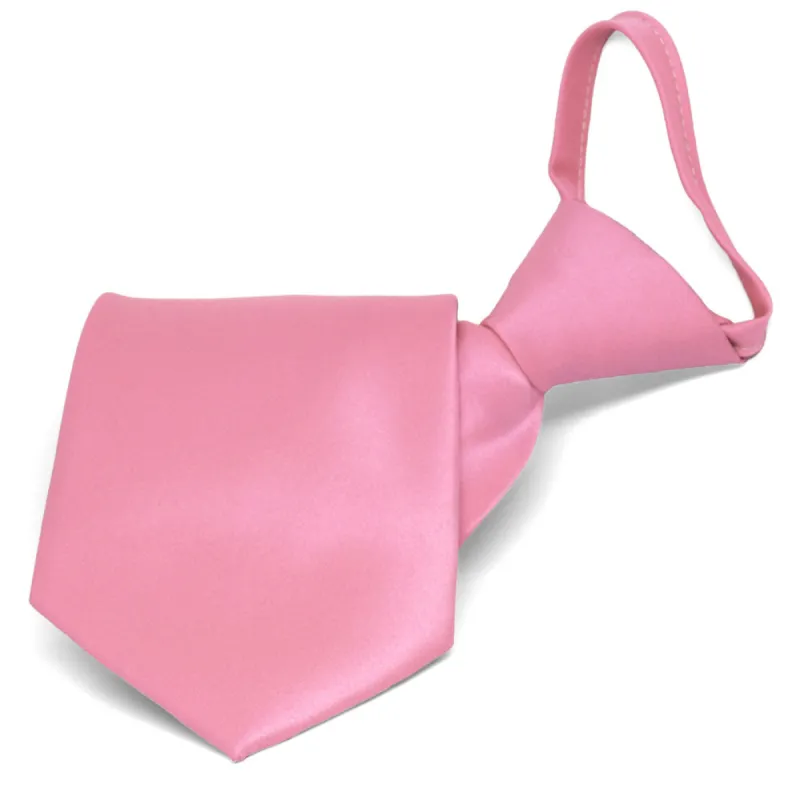 Bubblegum Pink Solid Color Zipper Tie sold by TieMart