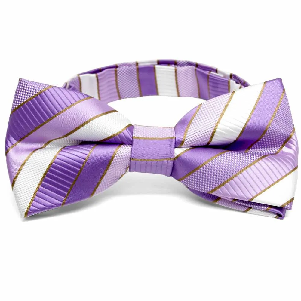 Thistle Purple Douglas Striped Band Collar Bow Tie sold by TieMart