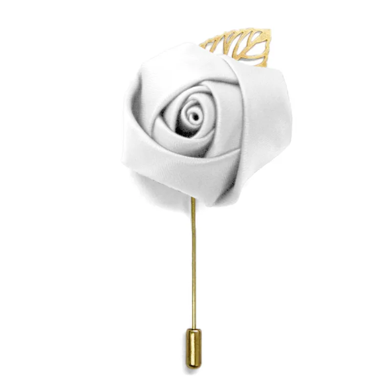 White Premium Flower Lapel Pin sold by TieMart
