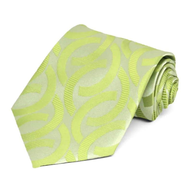 Apple Green Kay Link Pattern Extra Long Necktie sold by TieMart