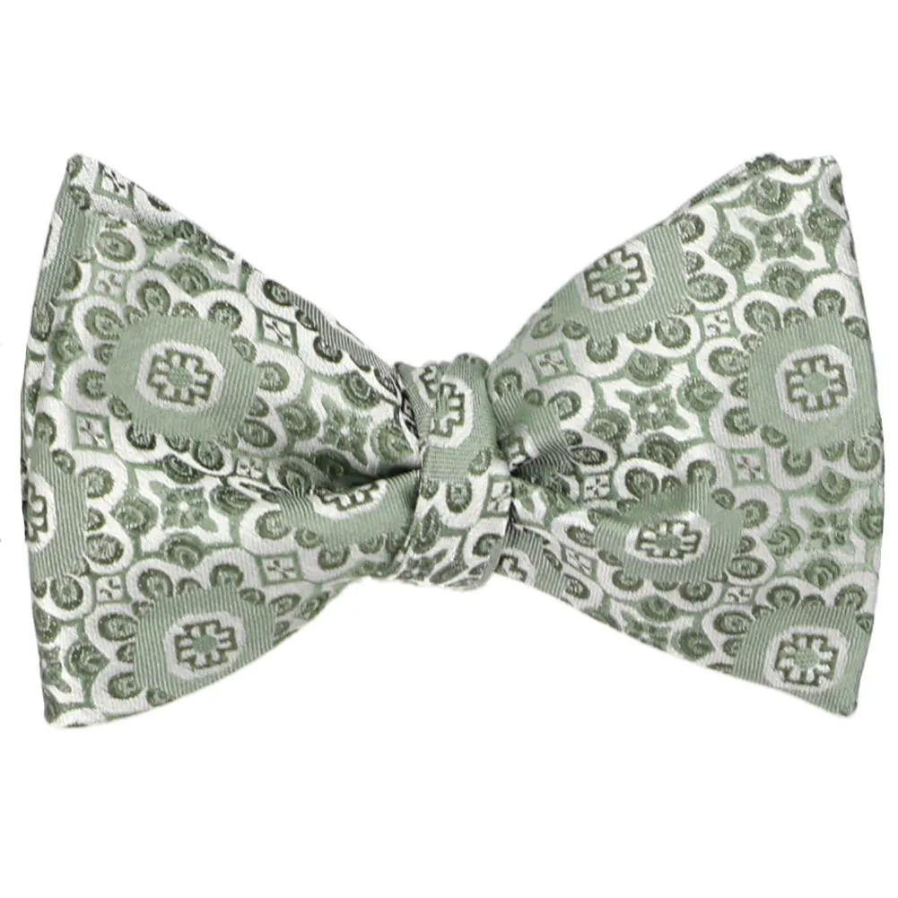 Mint Green Emma Floral Pattern Self-Tie Bow Tie sold by TieMart product image thumbnail 2