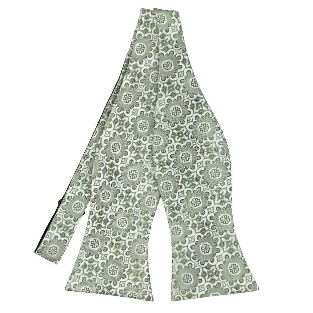 Mint Green Emma Floral Pattern Self-Tie Bow Tie sold by TieMart