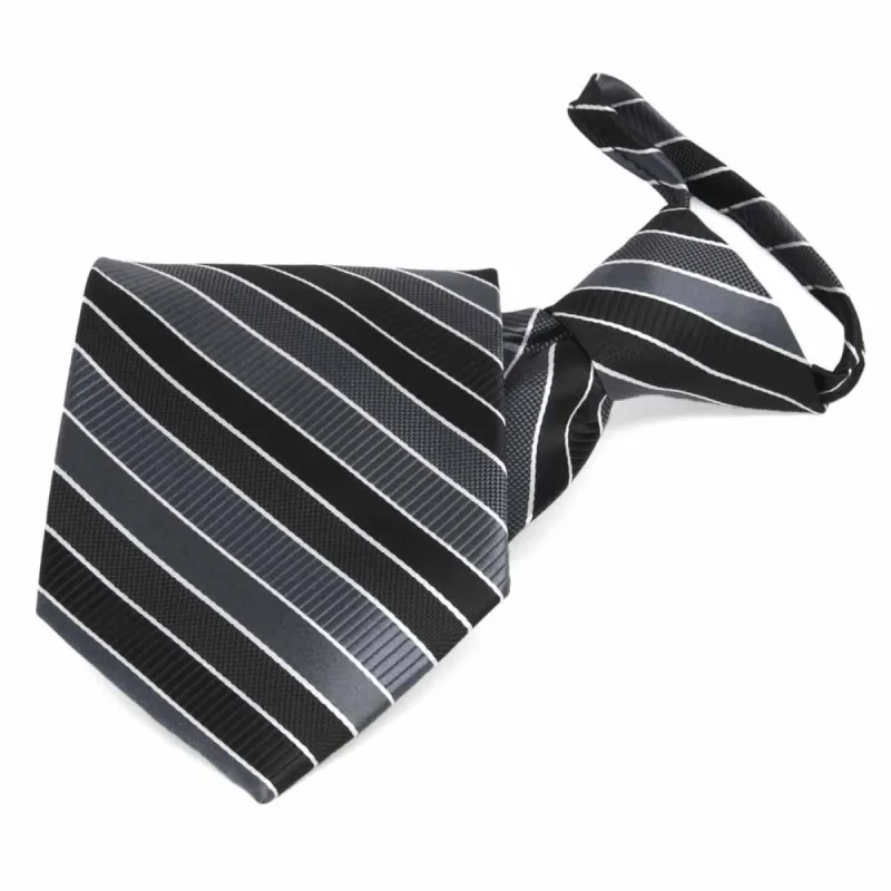 Black Douglas Striped Zipper Tie sold by TieMart