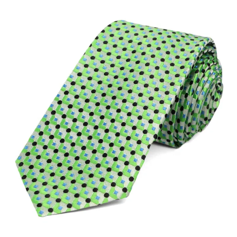 Green Island Geometric Slim Necktie sold by TieMart