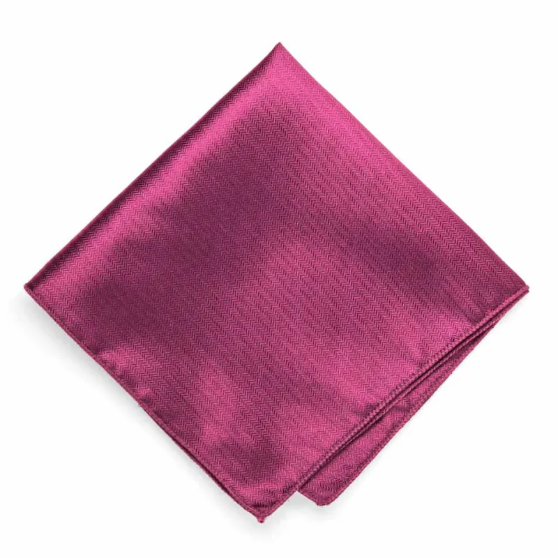 Magenta Herringbone Silk Pocket Square sold by TieMart