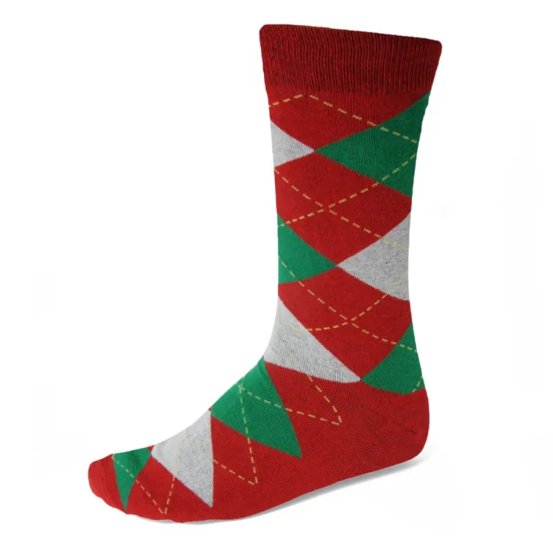 Men's Red and Green Argyle Socks sold by TieMart
