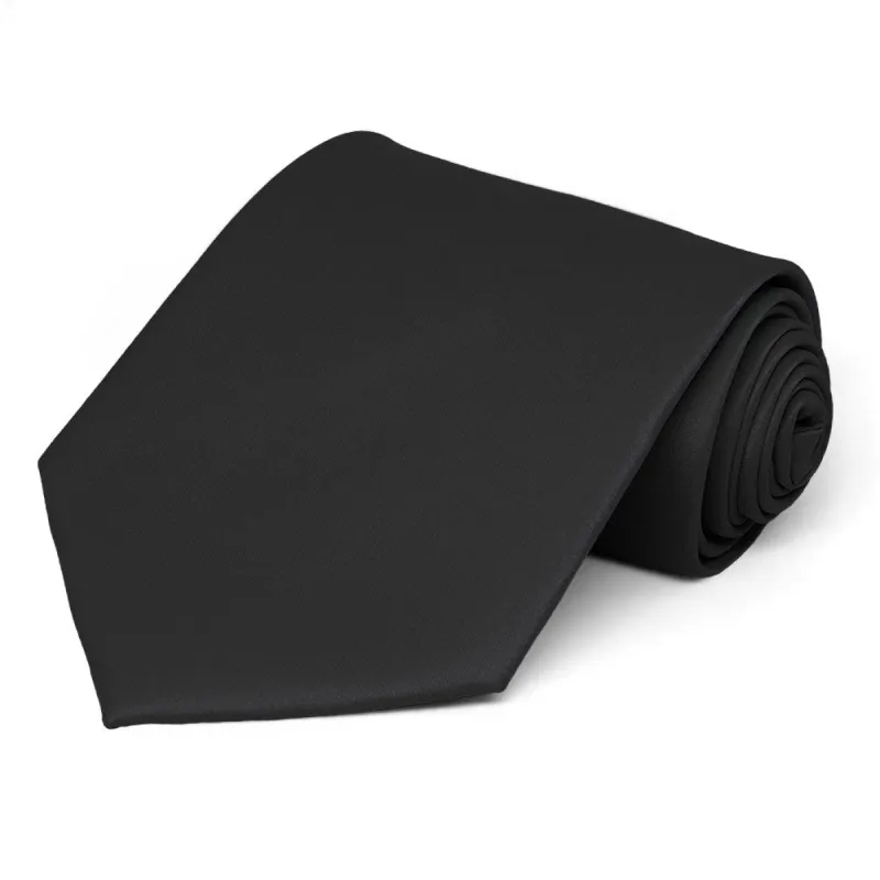Black Extra Long Solid Color Necktie sold by TieMart
