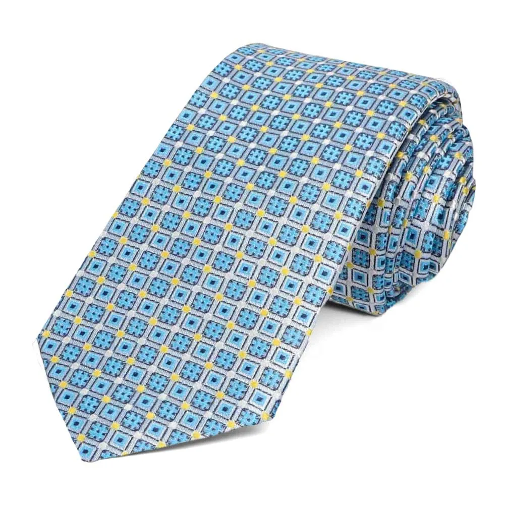 Cornflower Cambridge Geometric Slim Necktie sold by TieMart