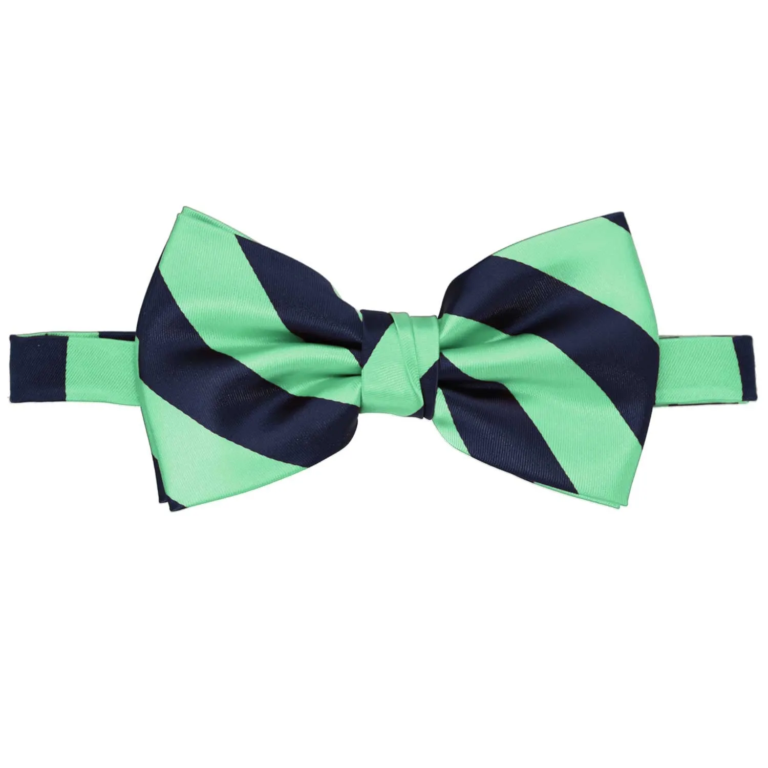 Bright Mint and Navy Blue Striped Bow Tie sold by TieMart product image thumbnail 2