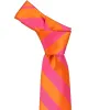 Hot Pink and Orange Striped Tie sold by TieMart