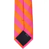 Hot Pink and Orange Striped Tie sold by TieMart