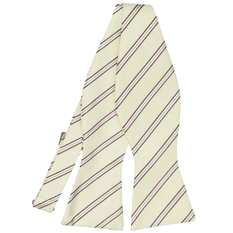 Vanilla Melvin Striped Self-Tie Bow Tie sold by TieMart