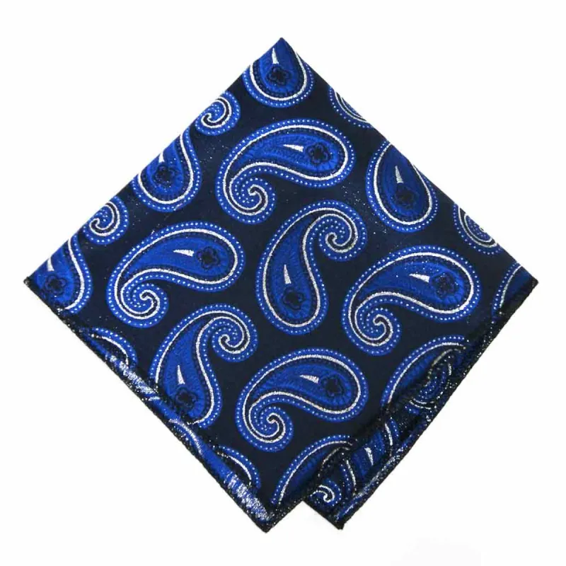 Royal Blue Berkshire Paisley Pocket Square sold by TieMart