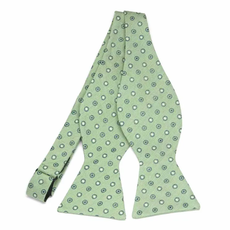 Light Green Margrave Medallion Linen/Silk Self-Tie Bow Tie sold by TieMart