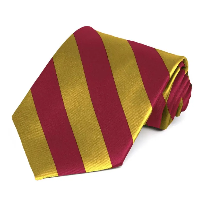 Crimson Red and Gold Striped Tie sold by TieMart