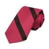 Red and Black Striped Cotton/Silk Slim Necktie, 2.5" Width sold by TieMart