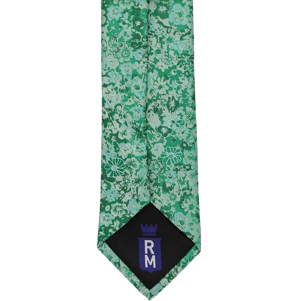 Green Member Floral Silk/Viscose Narrow Necktie, 3" Width sold by TieMart product image thumbnail 4