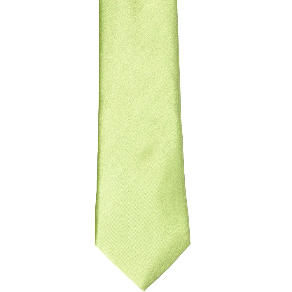 Lime Green Slim Solid Color Necktie, 2.5" Width sold by TieMart product image thumbnail 2