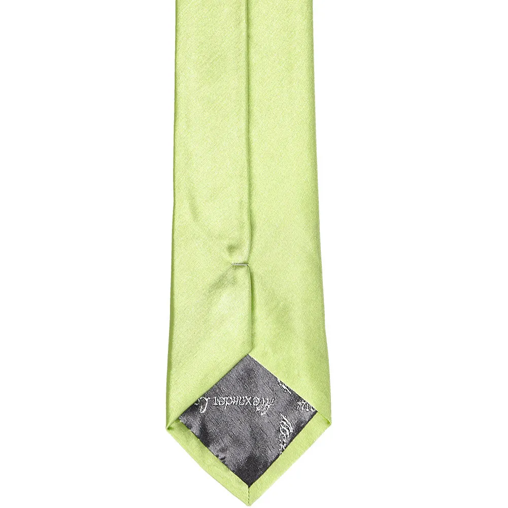 Lime Green Slim Solid Color Necktie, 2.5" Width sold by TieMart product image thumbnail 4