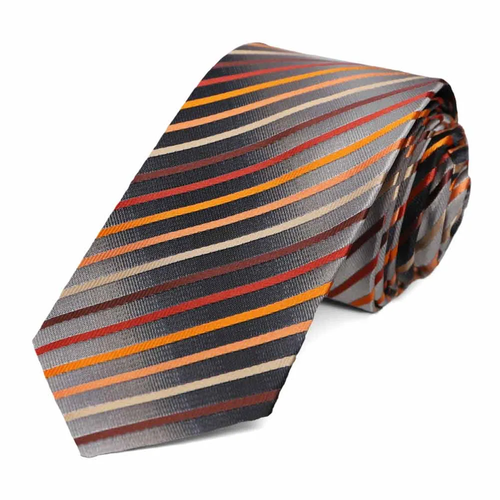 Orange Kissimmee Striped Slim Necktie sold by TieMart