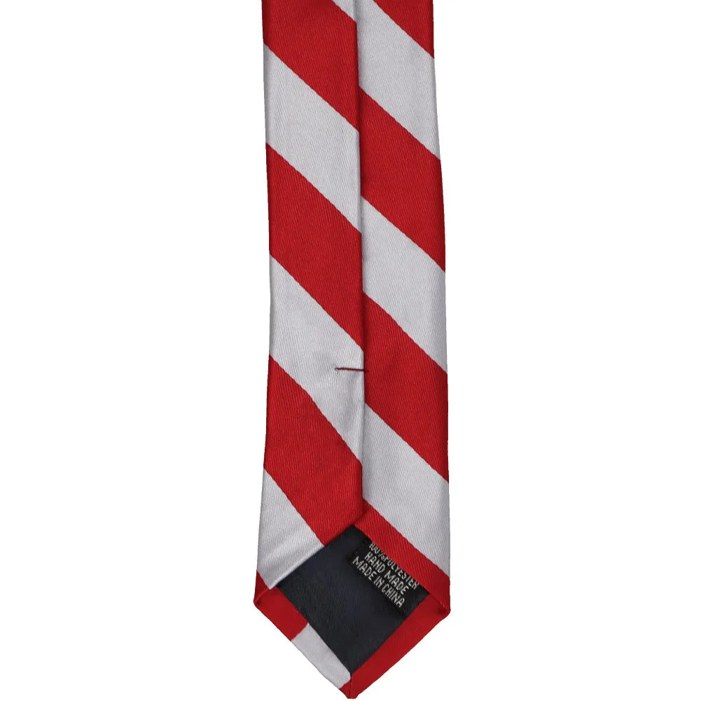 Red and Silver Striped Skinny Tie, 2" Width sold by TieMart product image thumbnail 4