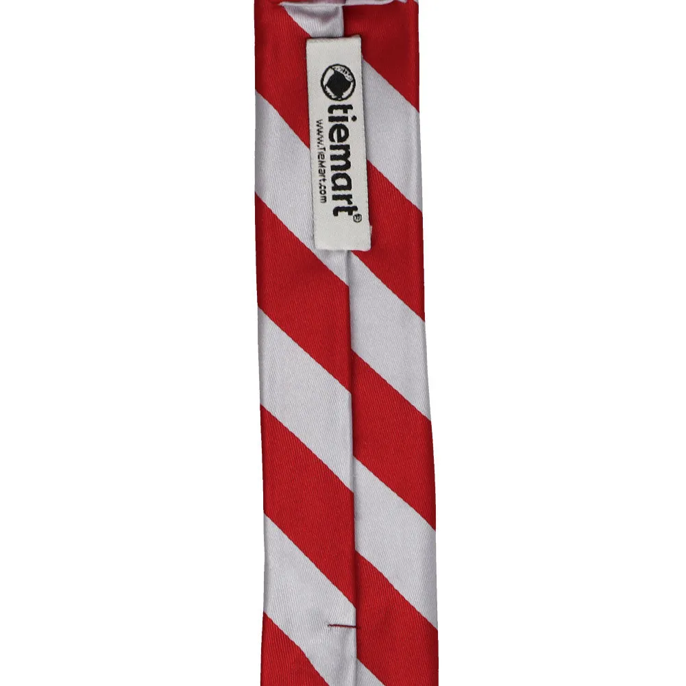 Red and Silver Striped Skinny Tie, 2" Width sold by TieMart product image thumbnail 3