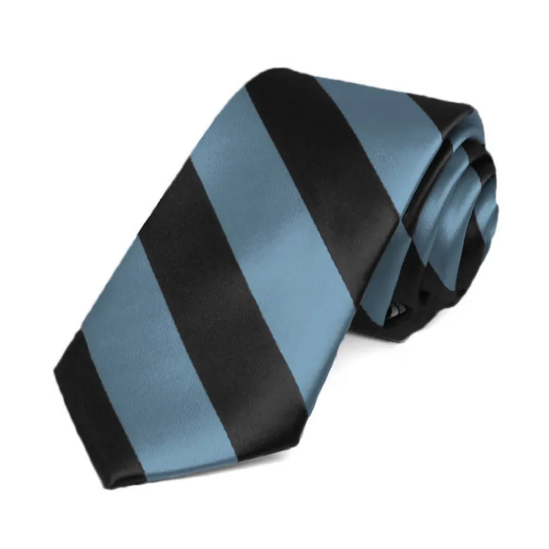Serene and Black Striped Slim Tie, 2.5" Width sold by TieMart