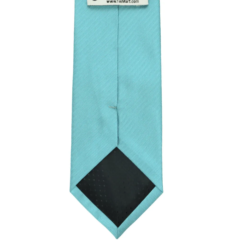 Turquoise Herringbone Silk Extra Long Necktie sold by TieMart product image thumbnail 3