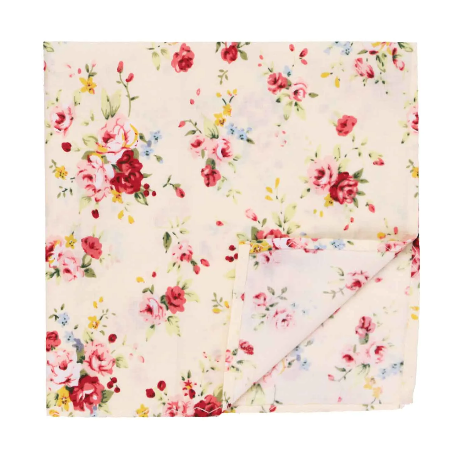 Ivory and Pink Pomona Floral Pocket Square sold by TieMart product image thumbnail 2