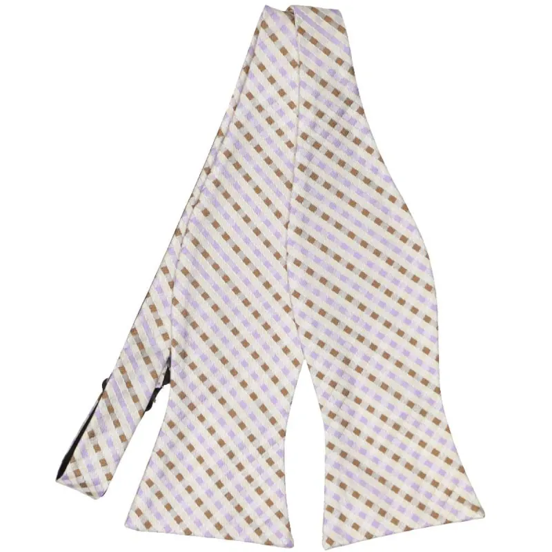 Cream George Plaid Self-Tie Bow Tie sold by TieMart