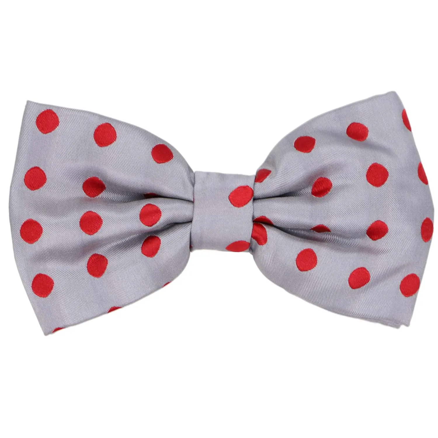 Gray and Red Quincy Polka Dot Bow Tie sold by TieMart