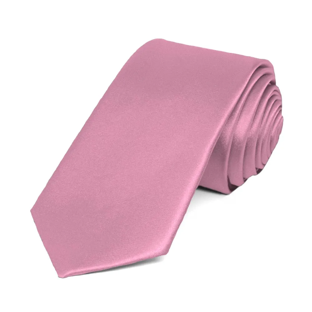 Antique Pink Slim Solid Color Necktie, 2.5" Width sold by TieMart