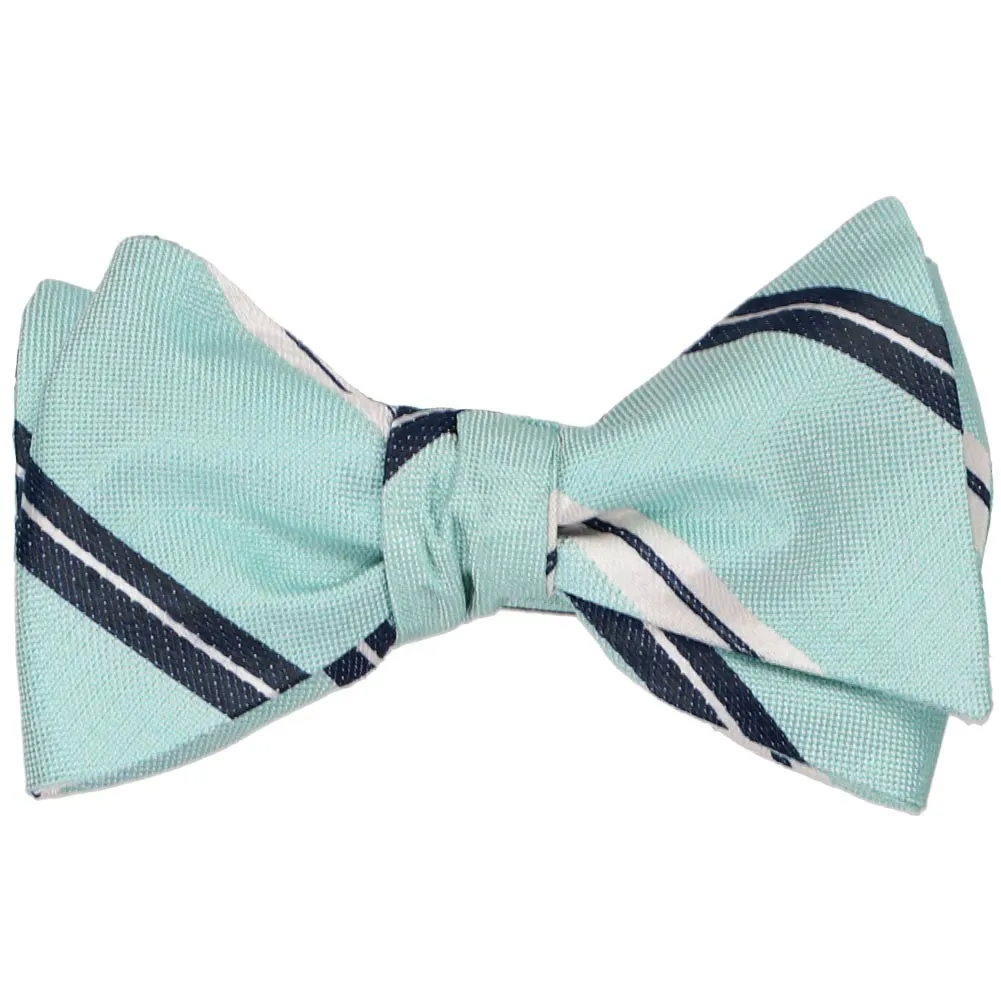 Light Pool Armiger Stripe Linen/Silk Self-Tie Bow Tie sold by TieMart product image thumbnail 2