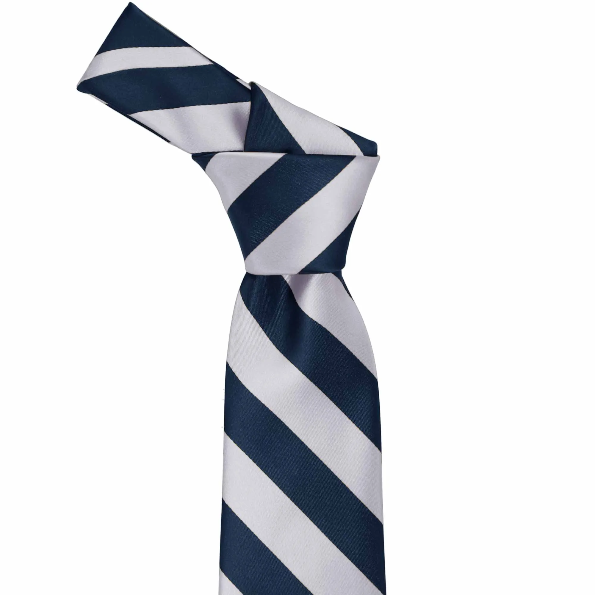 Navy Blue and Silver Striped Tie sold by TieMart product image thumbnail 2
