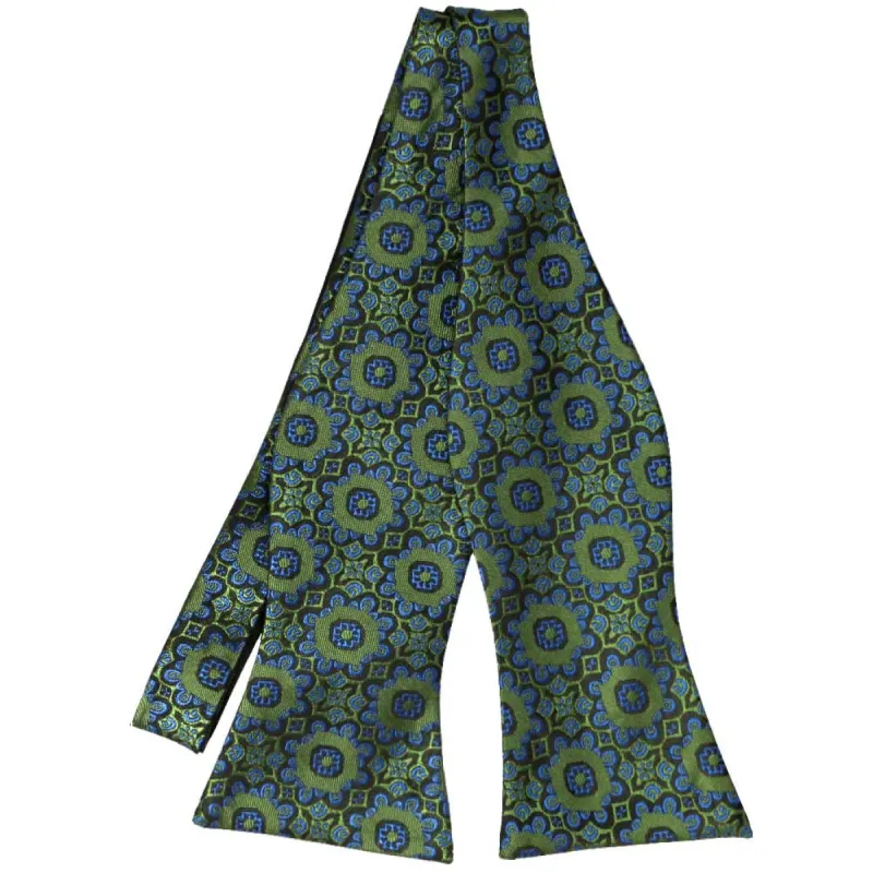 Avocado Green Emma Floral Pattern Self-Tie Bow Tie sold by TieMart