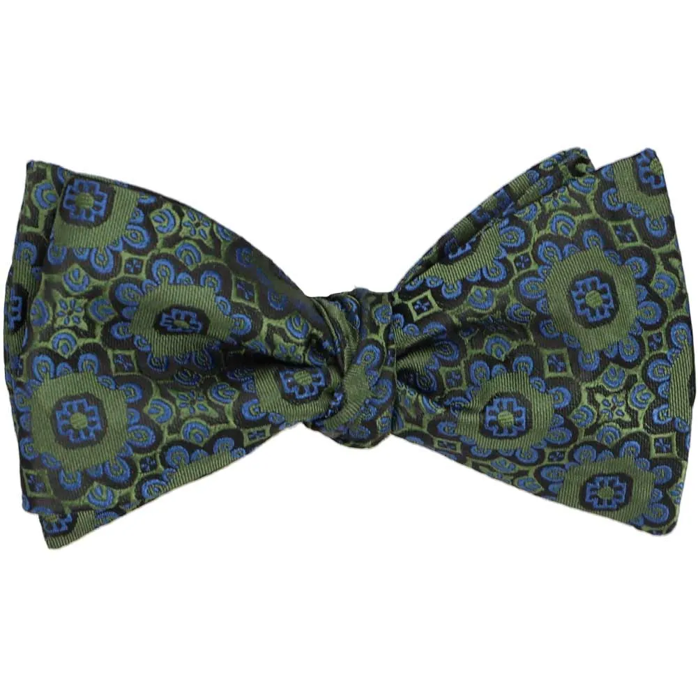 Avocado Green Emma Floral Pattern Self-Tie Bow Tie sold by TieMart product image thumbnail 2