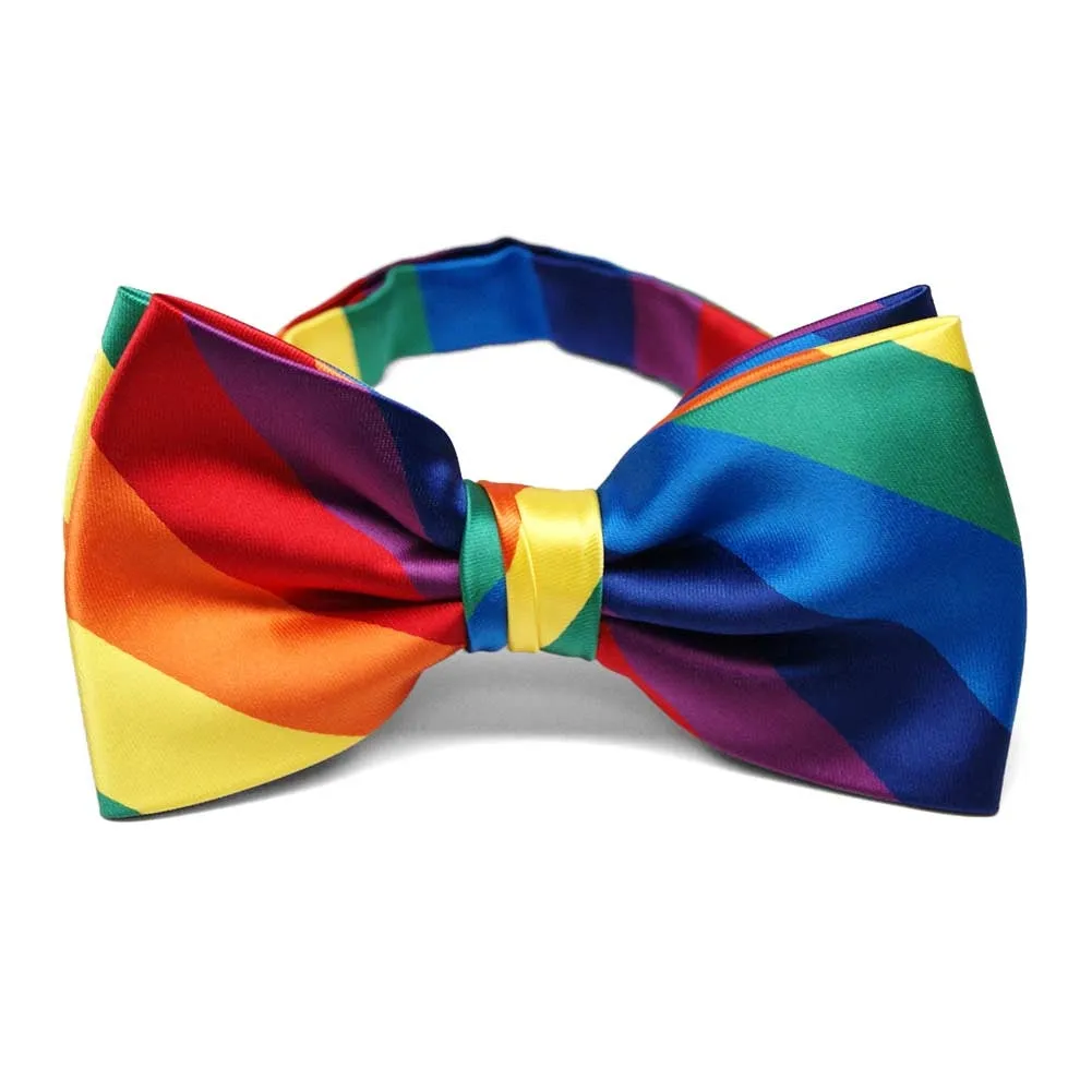 Rainbow Striped Bow Tie sold by TieMart