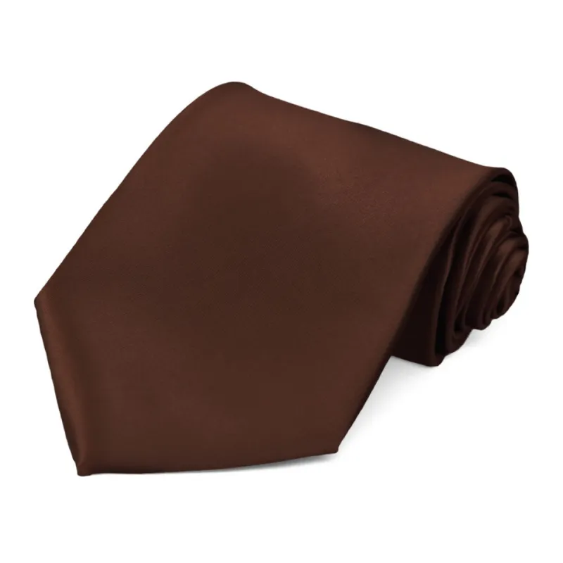 Brunette Brown Solid Color Necktie sold by TieMart