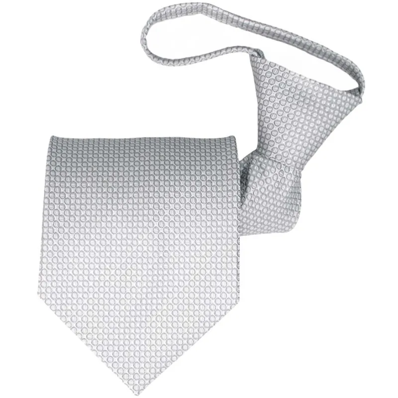 Soft Gray Henry Grain Pattern Zipper Tie sold by TieMart