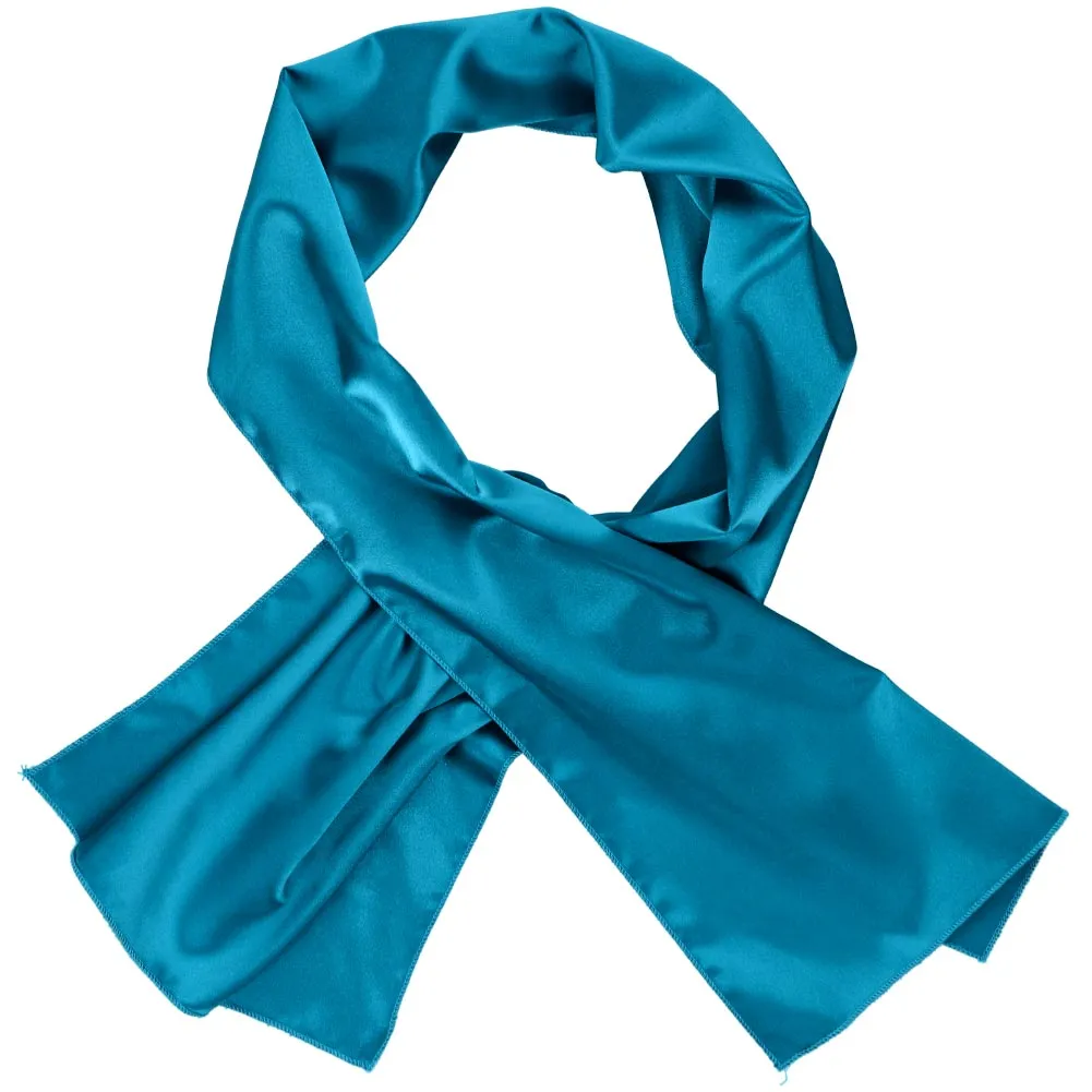 Caribbean Blue Solid Color Scarf sold by TieMart product image thumbnail 2
