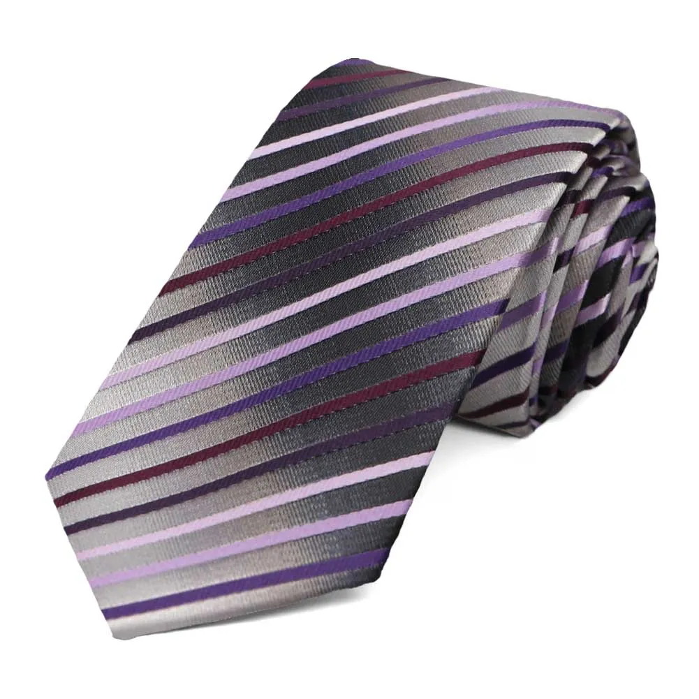 Purple Kissimmee Striped Slim Necktie sold by TieMart