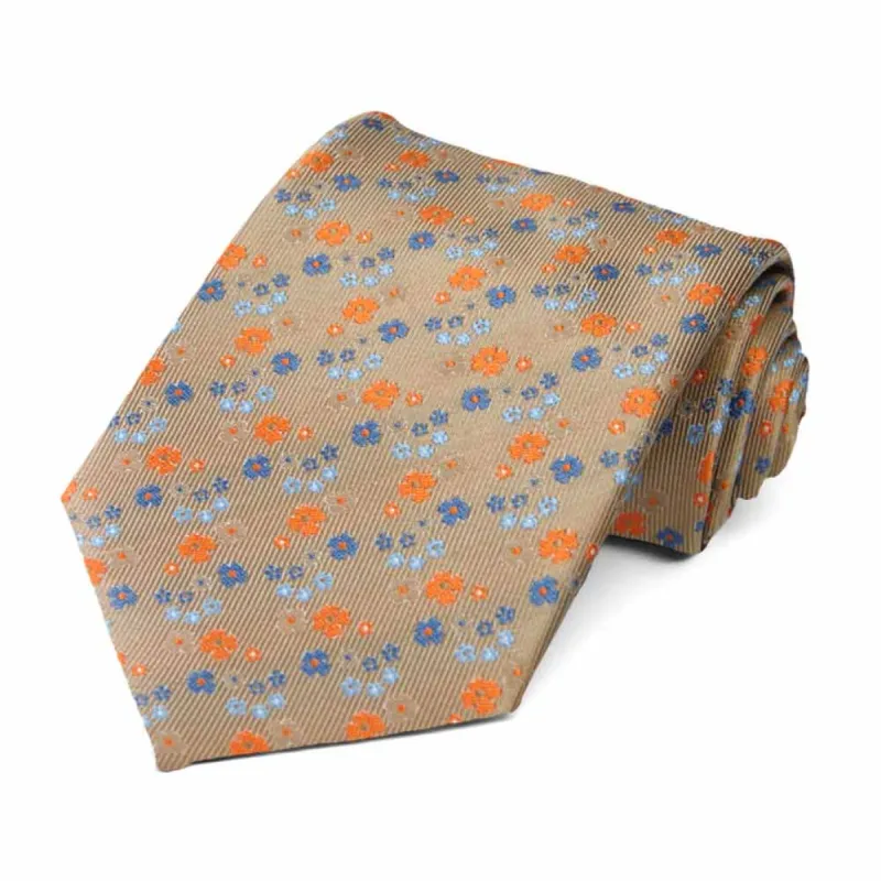 Bronze Sidney Floral Necktie sold by TieMart