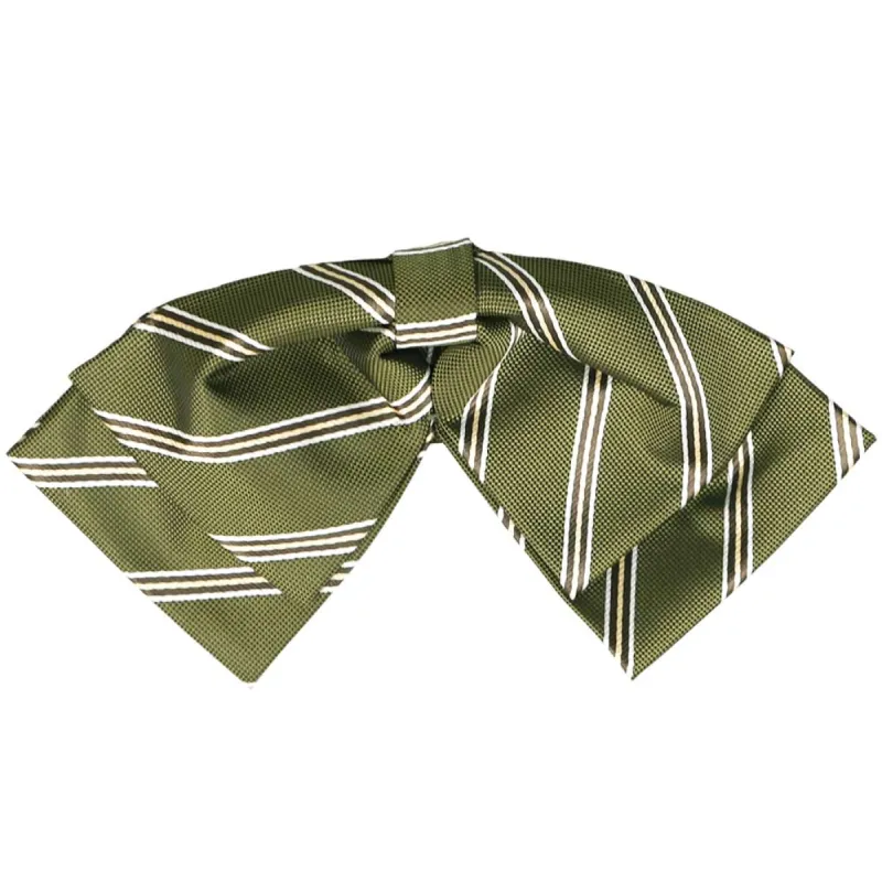 Moss Green Melvin Striped Floppy Bow Tie sold by TieMart