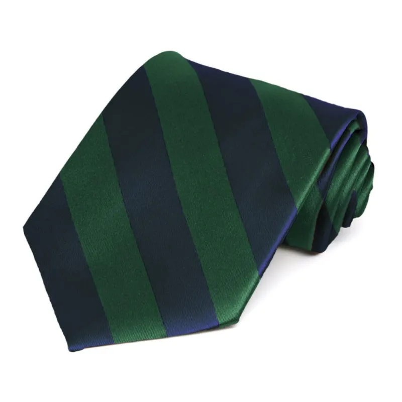 Hunter Green and Navy Blue Striped Tie sold by TieMart